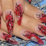 Красный дизайн ногтей "Пламенный"